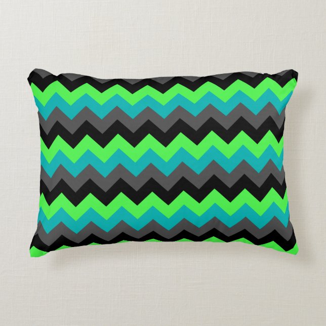 Black Green Ombre Chevrons Accent Pillow Dekokissen (Vorderseite)