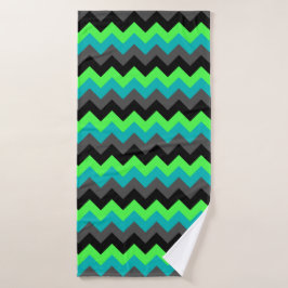 Black Green Ombre Chevrons Badehandtuch