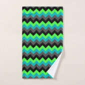 Black Green Ombre Chevrons Badetuch Set (Handtuch)