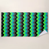 Black Green Ombre Chevrons Beach Towel Strandtuch (Vorderseite)