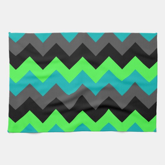 Black Green Ombre Chevrons Küchenhandtuch Geschirrtuch (Horizontal)