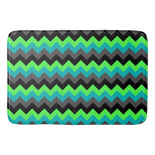 Black Green Ombre Chevrons Large Bath Mat Badematte (Vorderseite)