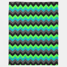 Black Green Ombre Chevrons Large Fleece Blanket