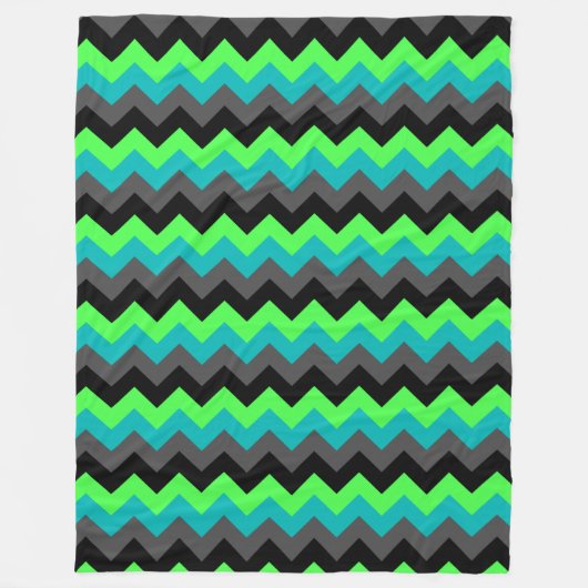 Black Green Ombre Chevrons Large Fleece Blanket (Vorderseite)