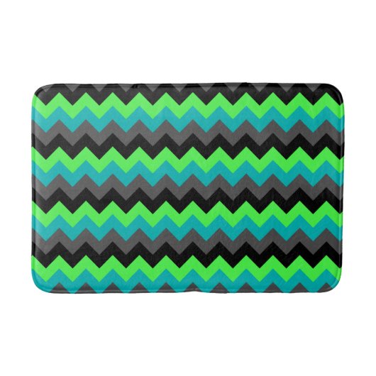 Black Green Ombre Chevrons Medium Bath Mat Badematte (Vorderseite)
