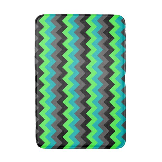 Black Green Ombre Chevrons Medium Bath Mat Badematte (Vorderseite Vertikal)