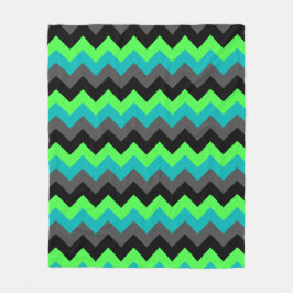 Black Green Ombre Chevrons Medium Fleece Blanket