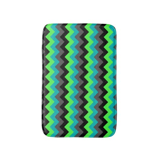 Black Green Ombre Chevrons Small Bath Mat Badematte (Vorderseite Vertikal)