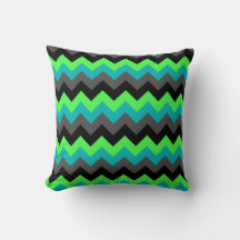 Black Green Ombre Chevrons Throw Kissen