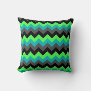 Black Green Ombre Chevrons Throw Kissen