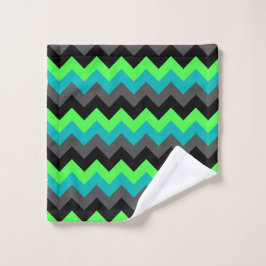 Black Green Ombre Chevrons Washtuch Waschlappen