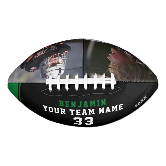 Black Green Player Name Number Team 2 Photo Football (Vorderseite)