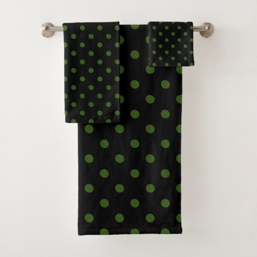 Black Green Polka Dot Badhandtuch Set (Insitu)