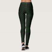 Black Green Polka Dots Muster Leggings (Rückseite)