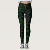 Black Green Polka Dots Muster Leggings (Vorderseite)