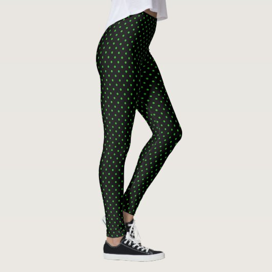 Black Green Polka Dots Muster Leggings (Rechts)