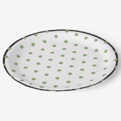 Black Green Polka Dots Pappteller (Schrägansicht)