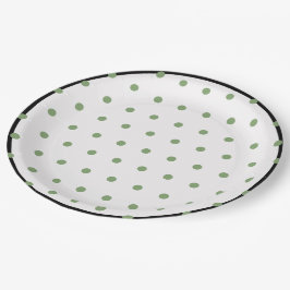 Black Green Polka Dots Pappteller