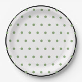 Black Green Polka Dots Pappteller (Vorderseite)