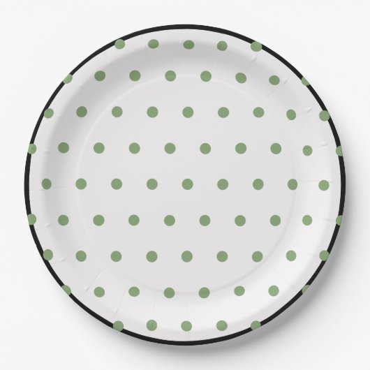 Black Green Polka Dots Pappteller (Vorderseite)
