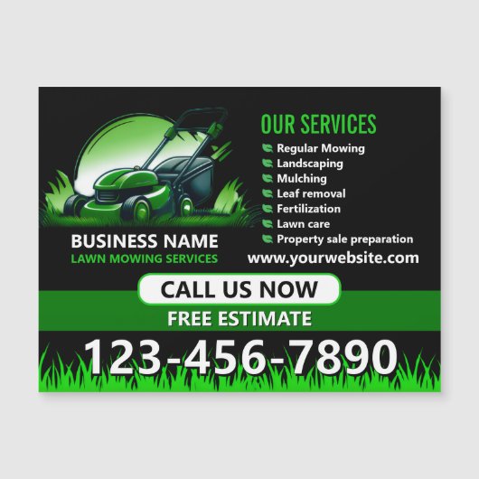 Black Green Professional Lawn Care Promo Magnet (Vorderseite)