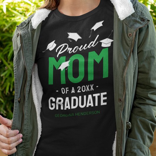 Black Green Proud Mama 2025 Graduate T-Shirt
