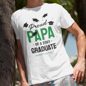 Black Green Proud Papa 2025 Graduate T-Shirt