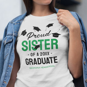 Black Green Proud Sister 2025 Graduate T-Shirt