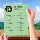 Black, Green Restaurant Take Out Menü mit QR Code