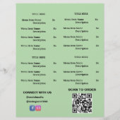 Black, Green Restaurant Take Out Menü mit QR Code (Hinten)