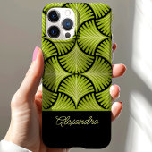 Black Green Retro 1920s Gatsby Palms Script Name Case-Mate iPhone Hülle