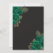 Black Green Rose Goldene Prinzessin Quinceañera Einladung (Rückseite)