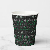 Black Green Santa Reindeer Ugly Weihnachtssüßer Pappbecher (Links)