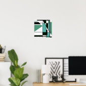 Black Green Shades White Mosaic like Retro Design Poster (Heimbüro)