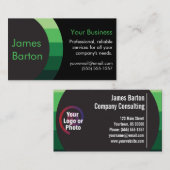 Black Green Simple Gradient Modern Beruflich Visitenkarte (Vorne/Hinten)