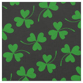 Black & Green St Patrick's Day Kleeblatt Muster Stoff (Nahaufnahme)