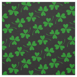 Black & Green St Patrick's Day Kleeblatt Muster Stoff