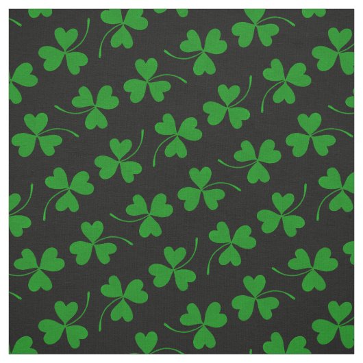 Black & Green St Patrick's Day Kleeblatt Muster Stoff (Muster)