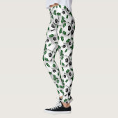 black green team colors soccer balls pattern leggings (Links)