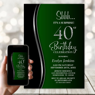 Black Green Überraschung 40. Geburtstag Einladung