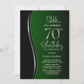Black Green Überraschung 70. Geburtstag Einladung (Vorderseite)