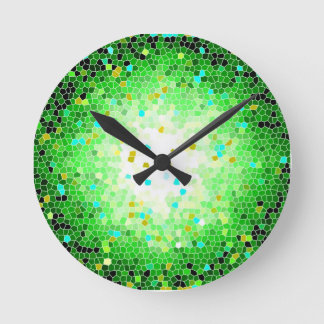 Black Green und Gold Crystal Mosaik Wall Clock Runde Wanduhr