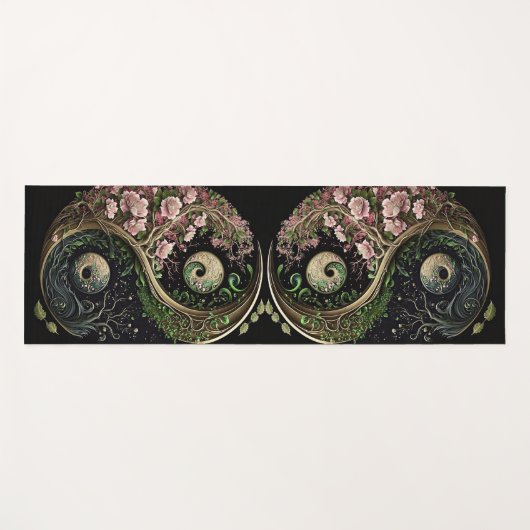 Black - Green und Pink Yin and Yang Meditation Yogamatte (Vorderseite (Horizontal))