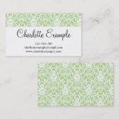Black Green White Floral Damask Classic Visitenkarte (Vorne/Hinten)