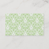 Black Green White Floral Damask Classic Visitenkarte (Rückseite)