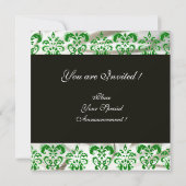 BLACK GREEN WHITE SILK DAMASK CLOTH MONOGRAMM EINLADUNG (Rückseite)
