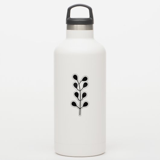 Black Greenery Branch Cutom Cut Transparent Aufkleber (Wassserflasche)