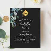 Black Greenery Cap Luxus-Graduierungsparty 2025 Magneteinladung