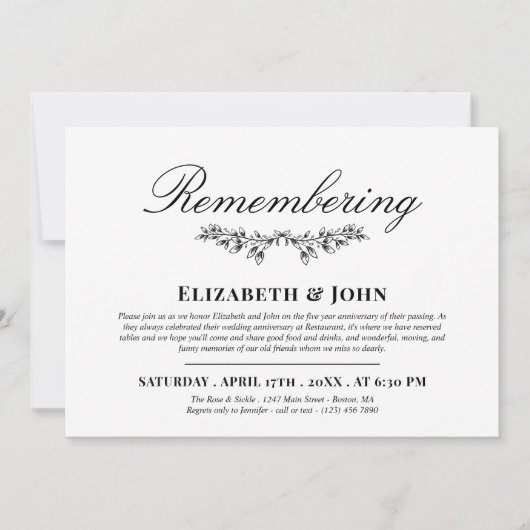 Black Greenery Gemeinsames Gedenken an den Todesta Einladung (Vorderseite)