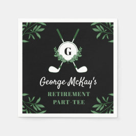 Black Greenery Golf Themed Retirement Party Serviette